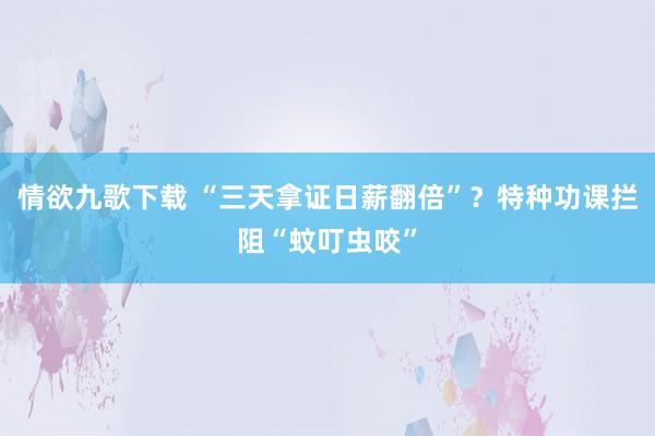情欲九歌下载 “三天拿证日薪翻倍”？特种功课拦阻“蚊叮虫咬”