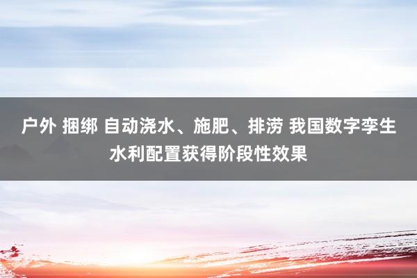 户外 捆绑 自动浇水、施肥、排涝 我国数字孪生水利配置获得阶段性效果