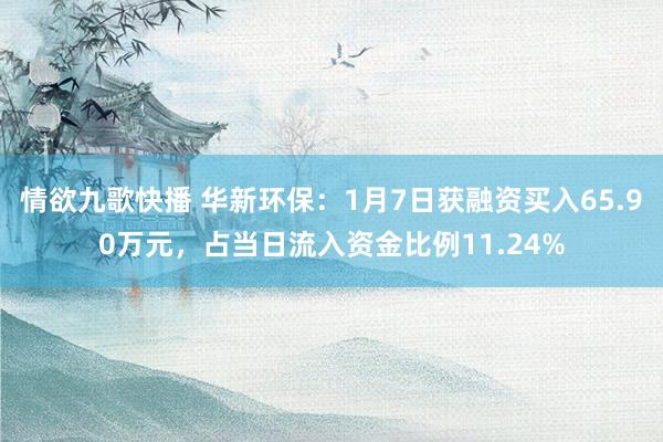 情欲九歌快播 华新环保：1月7日获融资买入65.90万元，占当日流入资金比例11.24%