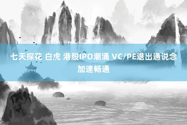 七天探花 白虎 港股IPO潮涌 VC/PE退出通说念加速畅通