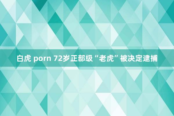 白虎 porn 72岁正部级“老虎”被决定逮捕