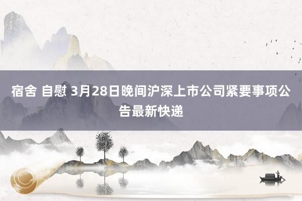 宿舍 自慰 3月28日晚间沪深上市公司紧要事项公告最新快递