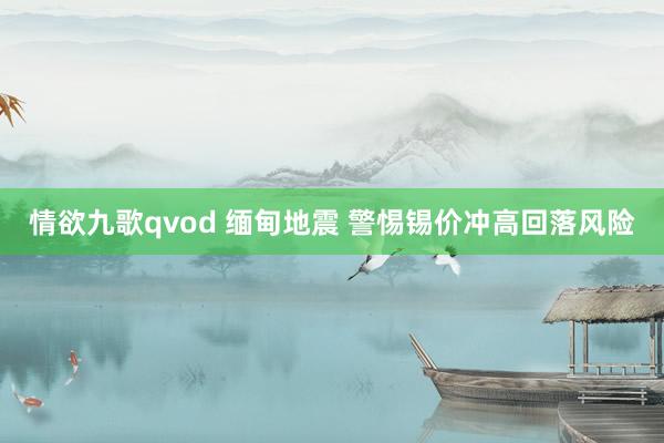 情欲九歌qvod 缅甸地震 警惕锡价冲高回落风险