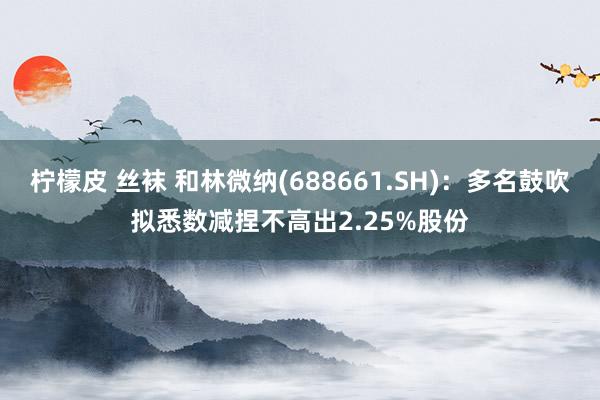 柠檬皮 丝袜 和林微纳(688661.SH)：多名鼓吹拟悉数减捏不高出2.25%股份