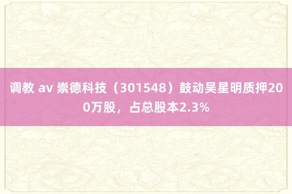 调教 av 崇德科技（301548）鼓动吴星明质押200万股，占总股本2.3%