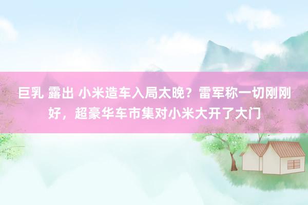 巨乳 露出 小米造车入局太晚？雷军称一切刚刚好，超豪华车市集对小米大开了大门