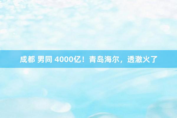 成都 男同 4000亿！青岛海尔，透澈火了