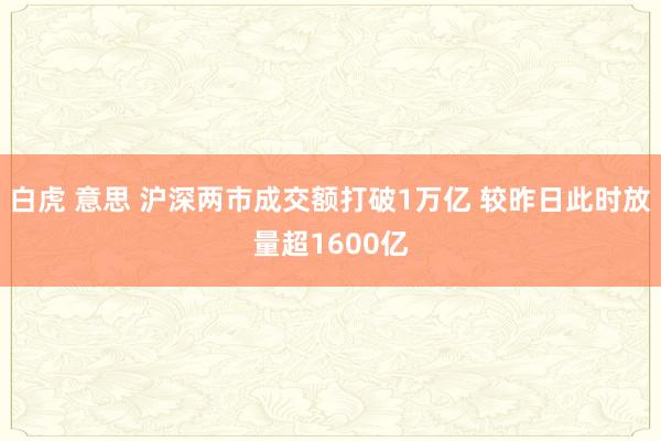 白虎 意思 沪深两市成交额打破1万亿 较昨日此时放量超1600亿