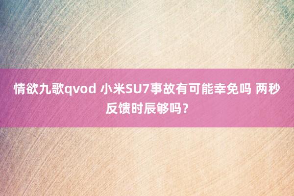 情欲九歌qvod 小米SU7事故有可能幸免吗 两秒反馈时辰够吗？