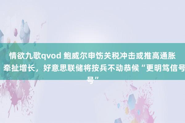 情欲九歌qvod 鲍威尔申饬关税冲击或推高通胀、牵扯增长，好意思联储将按兵不动恭候“更明笃信号”
