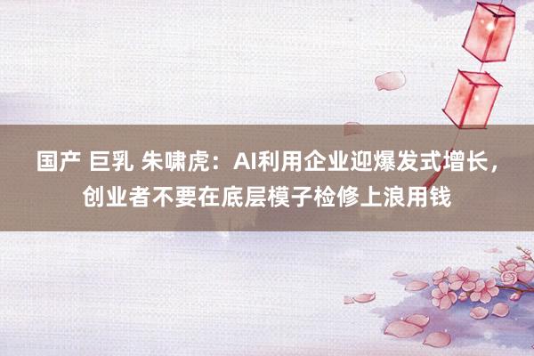 国产 巨乳 朱啸虎：AI利用企业迎爆发式增长，创业者不要在底层模子检修上浪用钱