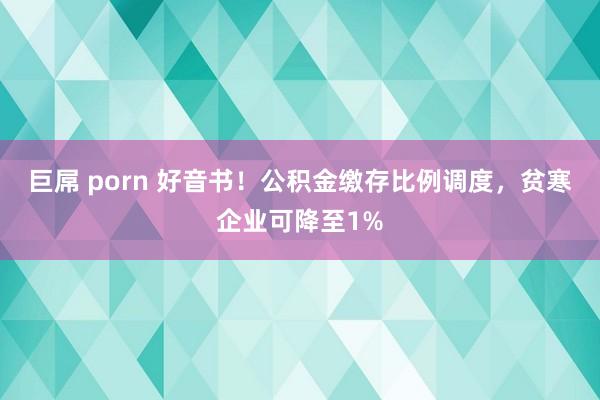 巨屌 porn 好音书！公积金缴存比例调度，贫寒企业可降至1%