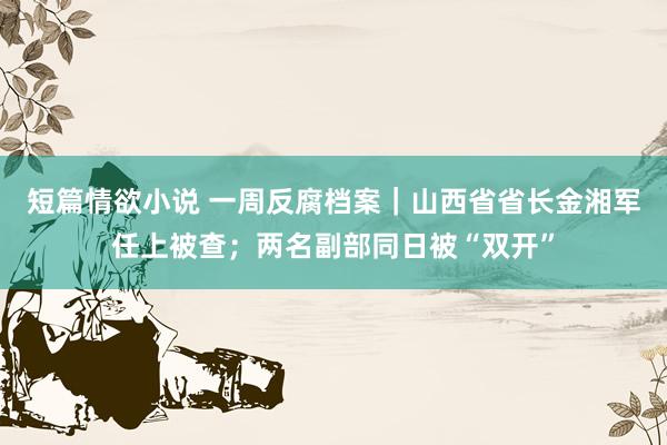 短篇情欲小说 一周反腐档案｜山西省省长金湘军任上被查；两名副部同日被“双开”