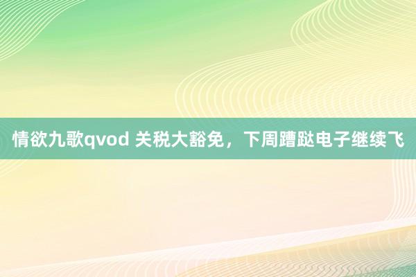 情欲九歌qvod 关税大豁免，下周蹧跶电子继续飞