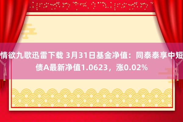 情欲九歌迅雷下载 3月31日基金净值：同泰泰享中短债A最新净值1.0623，涨0.02%