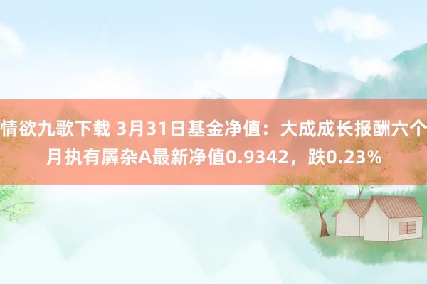 情欲九歌下载 3月31日基金净值：大成成长报酬六个月执有羼杂A最新净值0.9342，跌0.23%