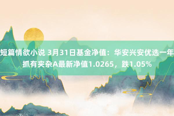 短篇情欲小说 3月31日基金净值：华安兴安优选一年抓有夹杂A最新净值1.0265，跌1.05%