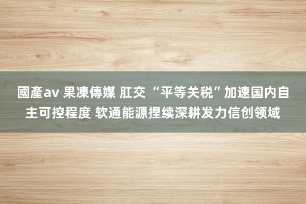 國產av 果凍傳媒 肛交 “平等关税”加速国内自主可控程度 软通能源捏续深耕发力信创领域