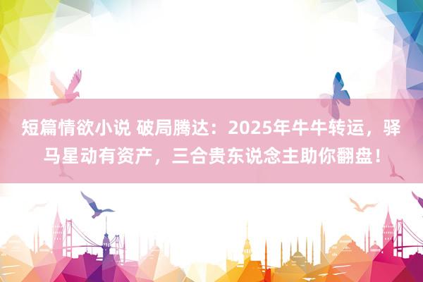 短篇情欲小说 破局腾达：2025年牛牛转运，驿马星动有资产，三合贵东说念主助你翻盘！