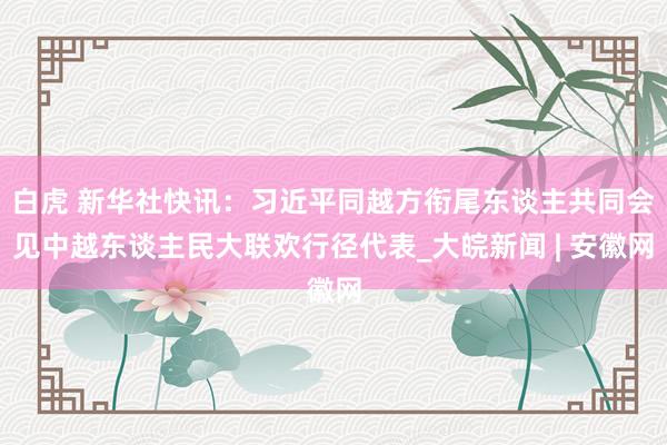 白虎 新华社快讯：习近平同越方衔尾东谈主共同会见中越东谈主民大联欢行径代表_大皖新闻 | 安徽网