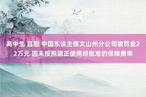高中生 自慰 中国东谈主保文山州分公司被罚金22万元 因未按照端正使用经批准的保障费率