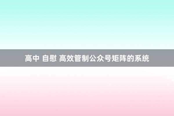 高中 自慰 高效管制公众号矩阵的系统