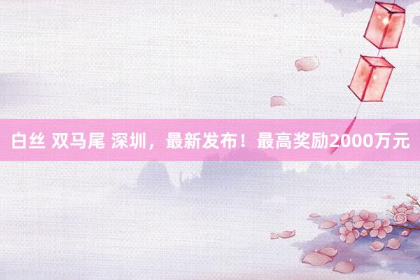 白丝 双马尾 深圳，最新发布！最高奖励2000万元
