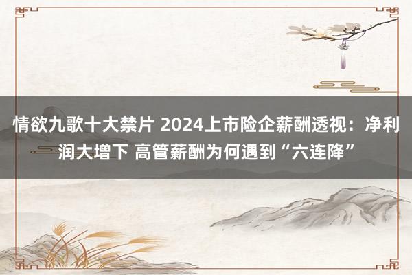 情欲九歌十大禁片 2024上市险企薪酬透视：净利润大增下 高管薪酬为何遇到“六连降”