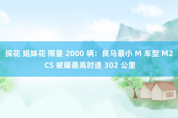 探花 姐妹花 限量 2000 辆：良马最小 M 车型 M2 CS 被曝最高时速 302 公里